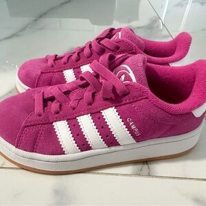 Adidas Kids Campus Fuchsia and White Sneakers